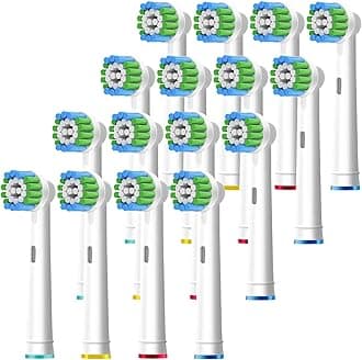 16pcs Precision Toothbrush Heads Compatible with Oral B Electric Toothbrushes, White