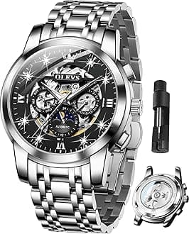 - Mens Automatic Watch Skeleton Diamond Luxury Mechanical Self Winding Dress Wrist Watch Waterproof Luminous