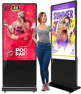 MWE 65 Inch 4K Touchscreen Kiosk, Indoor Floor Standing Digital Signage Displays, Advertising Display LCD Kiosk, Interactive Display Poster Android System with Auto Media Player, HDMI/USB/WIFI
