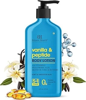 Vanilla & Peptide Body Lotion 16 fl oz (473 ml) | Soft & Smooth Skin | 5 Oil Blend & Butters | 5-in-1 Care | Paraben Free, Dye Free | Daily Moisturizing Lotion for All Skin Types