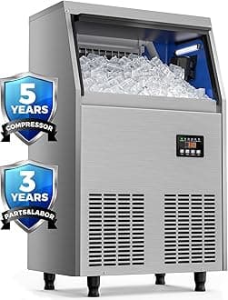 Coolski Commercial Ice Maker Machine, 150LBS/24H Ice Maker Machine with 35LBS Ice Storage Capacity, Freestanding Under Counter Ice Machine for Home Bar Office Restaurant