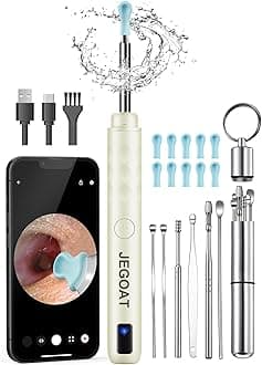 Ear Wax Removal Tool Camera, Ear Cleaner with Camera, Ear Cleaning Kit 1296P HD Ear Scope and 6 LED Lights, 10 Ear Pick Tips, Earwax Removal kit with Otoscope to Earify Earwax for iOS and Android