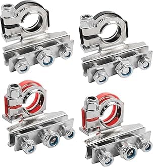 4 Pcs Car Battery Terminals Connectors, Battery Clamps 12V 3-Way Battery Terminals,Quick Release Leisure Battery Connectors for Car,Caravan,Motorhome Battery Terminal Pair