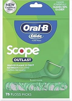 Oral-B Glide Complete Floss Picks, Dental Floss Picks, Scope Outlast, 75-ct, Toothpicks Floss Picks