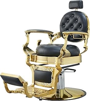 Barber Chair Salon Chair Hair Stylist, Vintage Heavy Duty 700lbs Hair Styling Chairs for Barbershop Beauty Tattoo Massage (Golden)