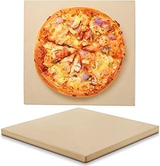 Unicook Pizza Stone 15 Inch, Premium Baking Stone for Oven Grill, Square Cordierite Bread Pizza Pan, Thermal Shock Resistant, Includes Scraper