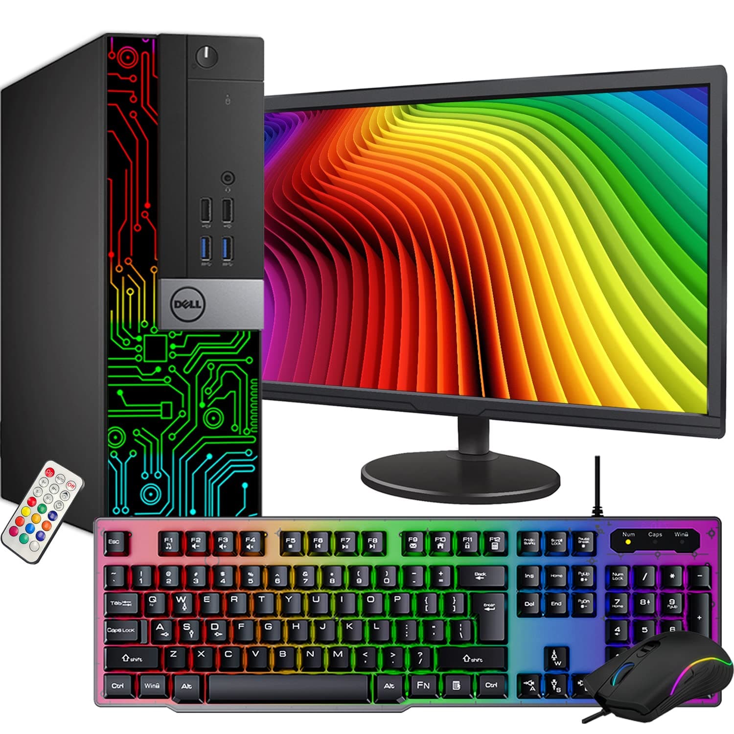 Dell Custom Built OptiPlex Computer Desktop Intel Core i5-6500 Processor 3.20 GHz, 16GB RAM 512GB SSD, New 22 Inch FHD Monitor, Windows 10 Pro Wi-Fi Gaming PC Keyboard & Mouse HDMI, Black (Renewed)