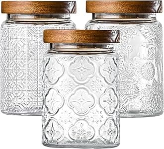 3-Pack 24oz Glass Jar With Airtight Lid,Kitchen Canisters For Countertop,Coffee Sugar Container Set,Pantry Glass Storage Containers For Flour,Candy,Loose Tea,Snack, mason jars