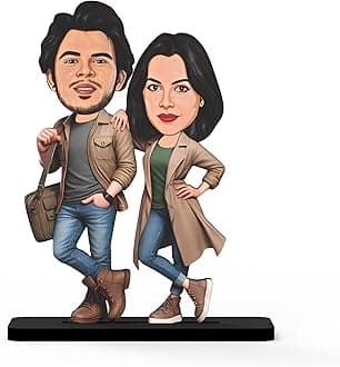 Personalized Couple Caricature Gift Custom Cartoon Photo Frame Anniversary Gift for Husband Wife Girlfriend Boyfriend Unique Romantic Gift for Couples