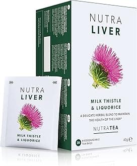 NUTRALIVER Liver Detox Tea - Cleanse & Support with Milk Thistle, Turmeric & Fennel - 60 Enveloped Tea Bags - Herbal Tea - 3 Pack by Nutra Tea