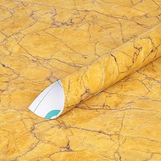 GK Trading Starlite Enterprises Yellow Self Adhesive Wallpaper for Living Room, Sofa Background Decal, Door, Cupboard, Fridge, Wall, Tabletop, Floor & Etc Interior & Renovation Project (2 x 10 Feet)