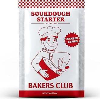 Bakers Club Rapid 24-Hour Sourdough Starter Culture - Makes 5 Batches - Mix, Ferment & Bake Next Day - Tangy Flavor without Weeks of Waiting - Best Dehydrated Sour Dough Starter for Home Bread Bakers