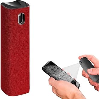 IO CLEAN Mini Screen Cleaner Spray – Finger Proof Screen Cleaner for Smartphones, iPads, MacBooks, Laptops, Car Screens, Touchscreens – 3in1 Mist Cleaner, Microfiber Cloth and Protective Cover (Red)