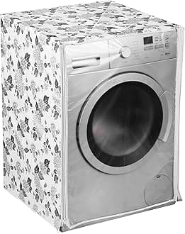 AMPEREUS® Washing Machine Cover 8kg to 10kg Front Load | Front Load Washing Machine Cover LG & Universal Fit | Durable Waterproof Dustproof Fabric Protection | 64Cm x64Cm x84Cm (White)