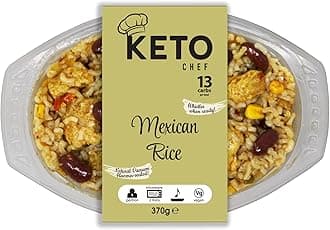 Keto Chef Instant Chilled Meals - Konjac Vegan & Low Calorie, High in Protein, Microwavable Meal | Ready to Eat Meal Pack of 4 (370g) (Mexican Rice)