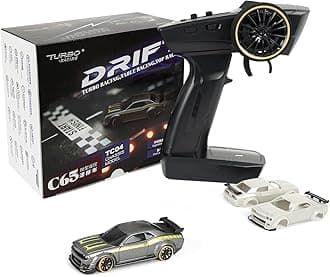 Turbo Racing 1:76 Scale RC Drift Car, Table Racing 2.4GHZ Remote Control Mini Model Car with Gyro Full Proportional RTR for Adults Toys (C65)