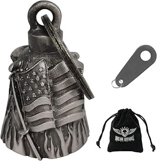 Dream Apparel Motorcycle Bell for Biker US Flag Riding Bell Guardian Bells Motorcycle Accessory or Keychain for Luck, With Bag Gift Box (Us Flag)