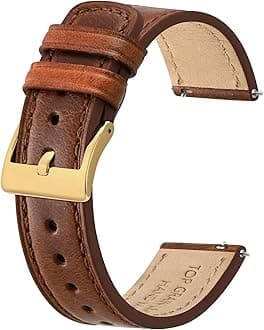 BISONSTRAP Leather Watch Straps, Classic Oil Waxed Leather, Quick Release Replacement Band for Men and Women, Band Width 18mm 20mm 22mm