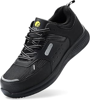 Extra Wide Steel Toe Shoes for Men, Composite Toe Work Shoes for Men, Water Resistant, Slip Resistant, Leather