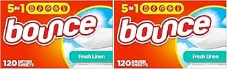 Fresh Linen Scented Fabric Softener Dryer Sheets, 120 Count (Pack of 2)