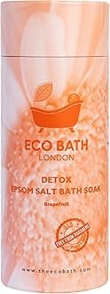 Eco Bath London Detox Epsom Salt Bath Soak – Tube 2.2 LB (1kg) | Made in UK | Magnesium Bath Salt with Grapefruit Essential Oil | Epsom Salts for Detox and Skin Care
