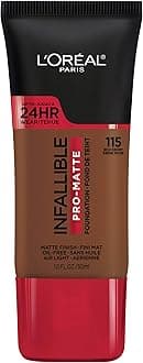 L'Oreal Paris Makeup Infallible Pro-Matte Liquid Longwear Foundation, Rich Ebony 115, 1 fl; oz.