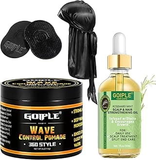Natural Wave Pomade for Men Strong Hold, Easy Wash 360 Wave Training Hair Cream, Waves Grease for Men Promotes Layered Waves, Moisture, Control and Silky Shine with Rosemary Oil for Hair Growt Set