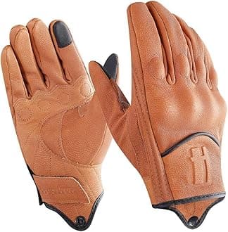 Harssidanzar Leather Motorcycle Gloves for Men Touchscreen GM028