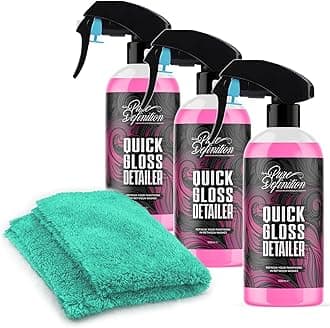 Quick Detailer Spray, Clay Lube and Wax For Car, Quick High Gloss Shine Finish, Great For Showroom Care and Cleaning - Pure Definition (3 x 500ml + Cloth)
