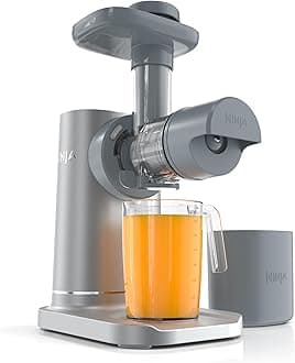Ninja NeverClog Cold Press Juicer, Powerful Slow Juicer with Total Pulp Control, Countertop, Electric, 2 Pulp Functions, Dishwasher Safe, 2nd Generation, Steam Gray, JC151SL