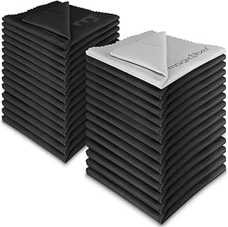 (30 Pack) MagicFiber® Premium Microfiber Cleaning Cloths - For Tablet, Cell Phone, Laptop, LCD TV Screens and Any Other Delicate Surface (29 Black, 1 Grey)