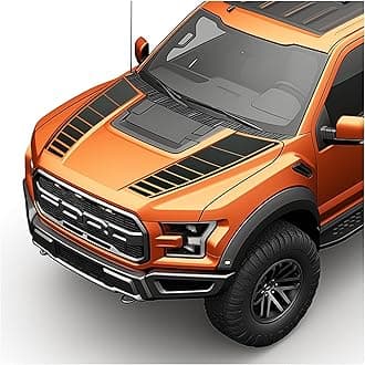 Hood Blackout Racing Stripes Vinyl Decal Sticker Kit- Compatible with Ford F150 Raptor 2014-2020 (Style 4, Matte Black)