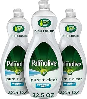 Palmolive Ultra Dishwashing Liquid Dish Soap, Pure + Clear Fragrance Free (Packaging may vary) - 32.5 Fluid Ounce (Pack of 3)