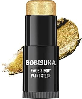 BOBISUKA Gold Face Paint Stick, Waterproof Metallic Golden Full Body Paint Sticks, Blendable Painting Kit for Halloween Makeup SFX Cosplay Special Effects Fancy Parties Cosplay Costume Stage
