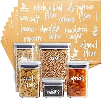 Talented Kitchen 157 Pantry Labels for Food Containers - Preprinted White Script Kitchen Food Organization Labels for Storage Canisters and Jars (White Script)