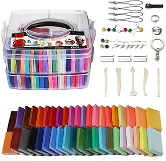 Mumoo Bear Polymer Clay Set - 42 Colors Modeling Clay Soft and Nontoxic DIY Oven Bake Clay Kit with Modeling Tools and Storage Box, Birthday for Kids (Multicolor)