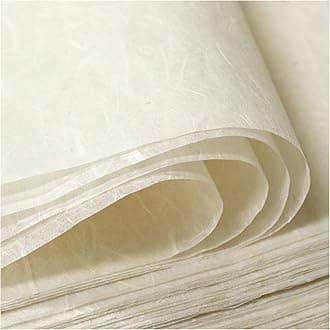 100 Sheets FIVEIZERO A4 Mulberry Paper Sheets Natural Fiber Rice Paper,8.3 x 11.7in Natural Decoupage Tissue Papers for Writing Painting, Decorative Papers, Card MakingPapers DIY Craft