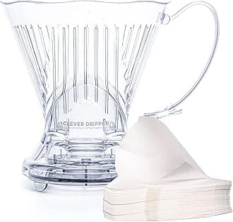 Clever Coffee Dripper and Filters, Large 18 oz, Original Classic Design, Safe BPA Free Plastic, Clever dripper coffee maker, drip coffee maker pour over, coaster and lid, 18 oz (Clear)