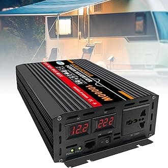 10000W Pure Sine Wave Power Inverter, DC (12/24/48/60V) To AC (110/220V), Dual Digital Display + 1 Universal Socket, Solar System - Solar Panel, For Home/Outdoor/RV/Camping,110V-24V