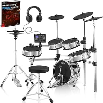 AKLOT Acoustic-Style Electric Drum Set: Independent 16’’ Wooden Bass Drum and 12’’ Snare, Triple-Zone Ride Cymbal, Standalone Hi-Hat, Full Mesh Pads, 460 Sounds, USB MIDI, Throne, Sticks (B-CORE543)