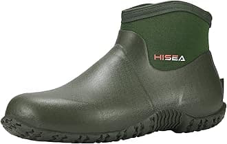 HISEA Men's Rain Boots, Ankle Height Garden Shoes Waterproof Rubber Neoprene Mud Boots Durable Insulated Short Outdoor Work Booties for Gardening Farming Camping Fishing and Yard Working