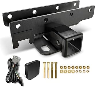 for Jeep Wrangler JK Accessories Towing Hitch Receiver with 4-Pin Wiring Harness Compatible with 2007-2018 Jeep Wrangler JK JKU, Rear Bumper Trailer Hitch Kit 2 Inch Tow Hook Combo with Cover