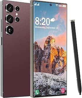 I25 Ultra 5G Unlocked Phones, 12+512GB Android13 Smartphone Battery 6800mAh 6.8" HD Screen Unlocked Cell Phone,48MP+108MP Camera/Built in Pen/Dual SIM/Fingerprint Lock/Face (Wine Red)