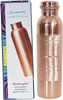 COPPER BOTTLE Pure Copper Water Bottle 34 Oz Copper Water Bottle - Leak Proof (34 Oz) (With Pitambari Powder)