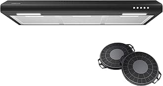 Under Cabinet Range Hood 30 inch with Anti-fingerprint Design, Black Slim Vent Hood with 3 Speed Exhaust Fan, Ducted and Ductless Convertible