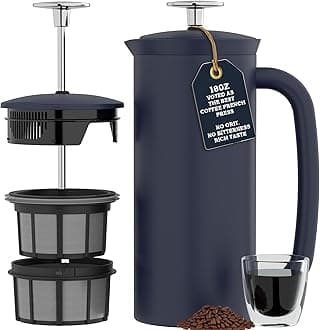 ESPRO - P7 French Press - Double Walled Stainless Steel Insulated Coffee and Tea Maker with Micro-Filter - Keep Drinks Hotter for Longer, Perfect for Home (Aegean Blue, 18 Oz)