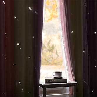 XiDi Pink Yellow Curtains for Bedroom Decor Blackout Curtains for Girls Kids Room Rainbow Unicorn Wall Decals 34X63 Inch Long 1 Panel