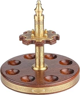 Scotte Tobacco Pipe Stand Wooden 360 Degree Rotatable Tobacco Pipe Display Rack for 8 Smoking Pipes with Carved Pattern Decoration Tobacco Pipe Accessories