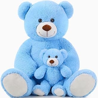 MorisMos Mom and Baby Giant Teddy Bear, 39inch Soft Big Teddy Bears Stuffed Animal Plush for Baby Shower, Birthday, Blue