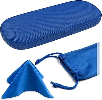 MyEyeglassCase Hard eyeglass case for men | Slim eyeglass case | kids glasses case | Reading Glasses Case | small & protective (S5 Rough Blue)
